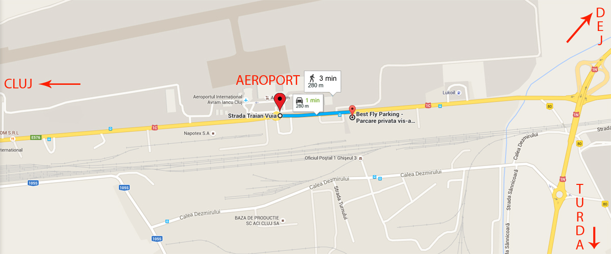 Harta Best Fly Parking - Aeroport Cluj